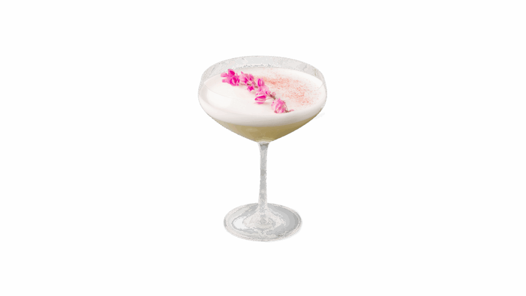 เมนู BLOSSOM BLANCHE จาก DAVIN CAFE ม็อกเทลดอกไม้สีขาวเนื้อโฟมนุ่มละมุน ตกแต่งด้วยดอกไม้สีชมพู ให้ความหรูหราและกลิ่นหอมละมุน เหมาะกับสายม็อกเทลพรีเมียมในคาเฟ่