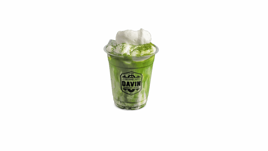 SOFT MATCHA at DAVIN CAFE, creamy matcha milk drink with soft milk foam topping and authentic matcha green tea, smooth rich iced matcha beverage for matcha lovers and premium cafe experience
