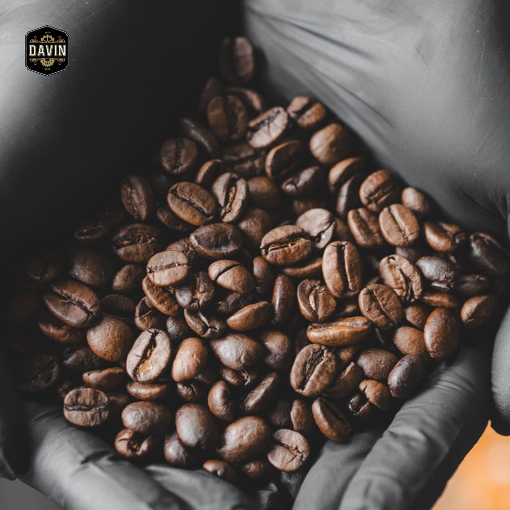 Premium roasted coffee beans for Espresso at DAVIN CAFE Bangkok, carefully selected to create rich aromatic espresso for specialty coffee lovers in Bangkok